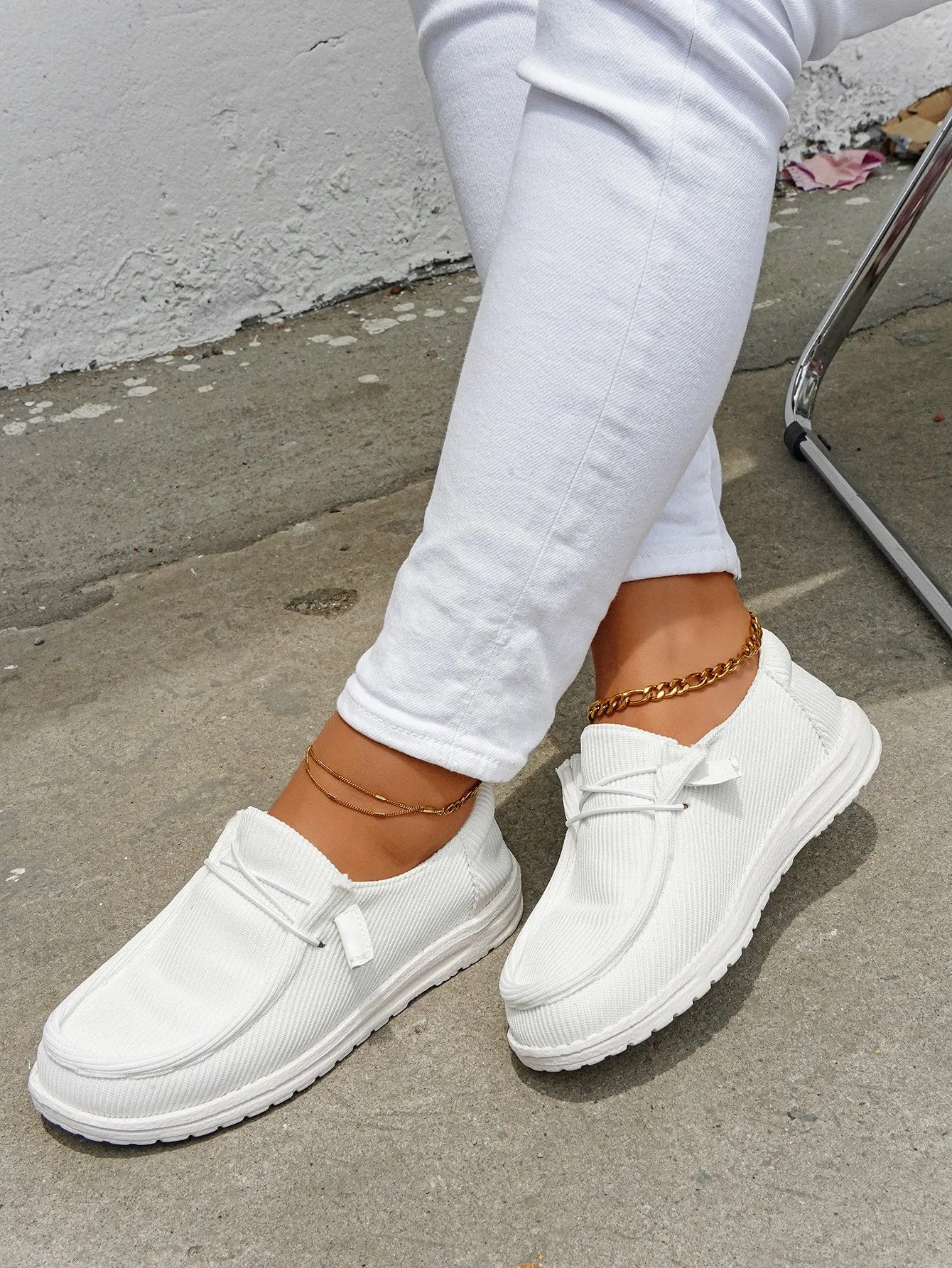 Casual Light Lace Up Flats Canvas Shoes