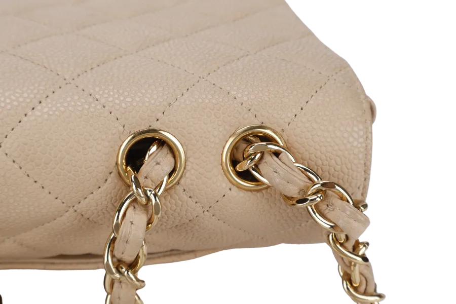 CHANEL CLASSIC FLAP BAG JUMBO BEIGE CAVIAR LEATHER GOLD HARDWARE (1293xxxx) NO DUST COVER