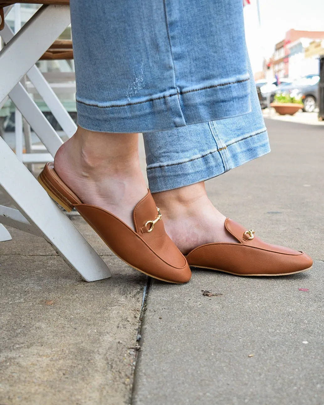 CHARMER FLAT MULE BY CORKY'S - COGNAC
