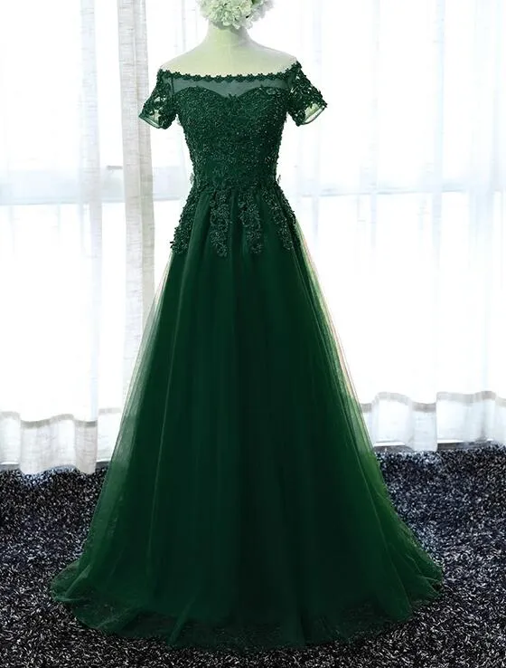 Charming Cap Sleeves Long Prom Dresses Beaded, New Party Dresses