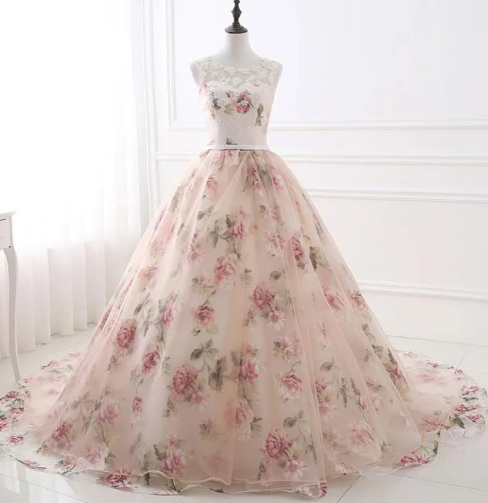 Charming Floral Organza Woman Formal Gowns,  Ball Gowns Pink Dress, Charming Party Dresses
