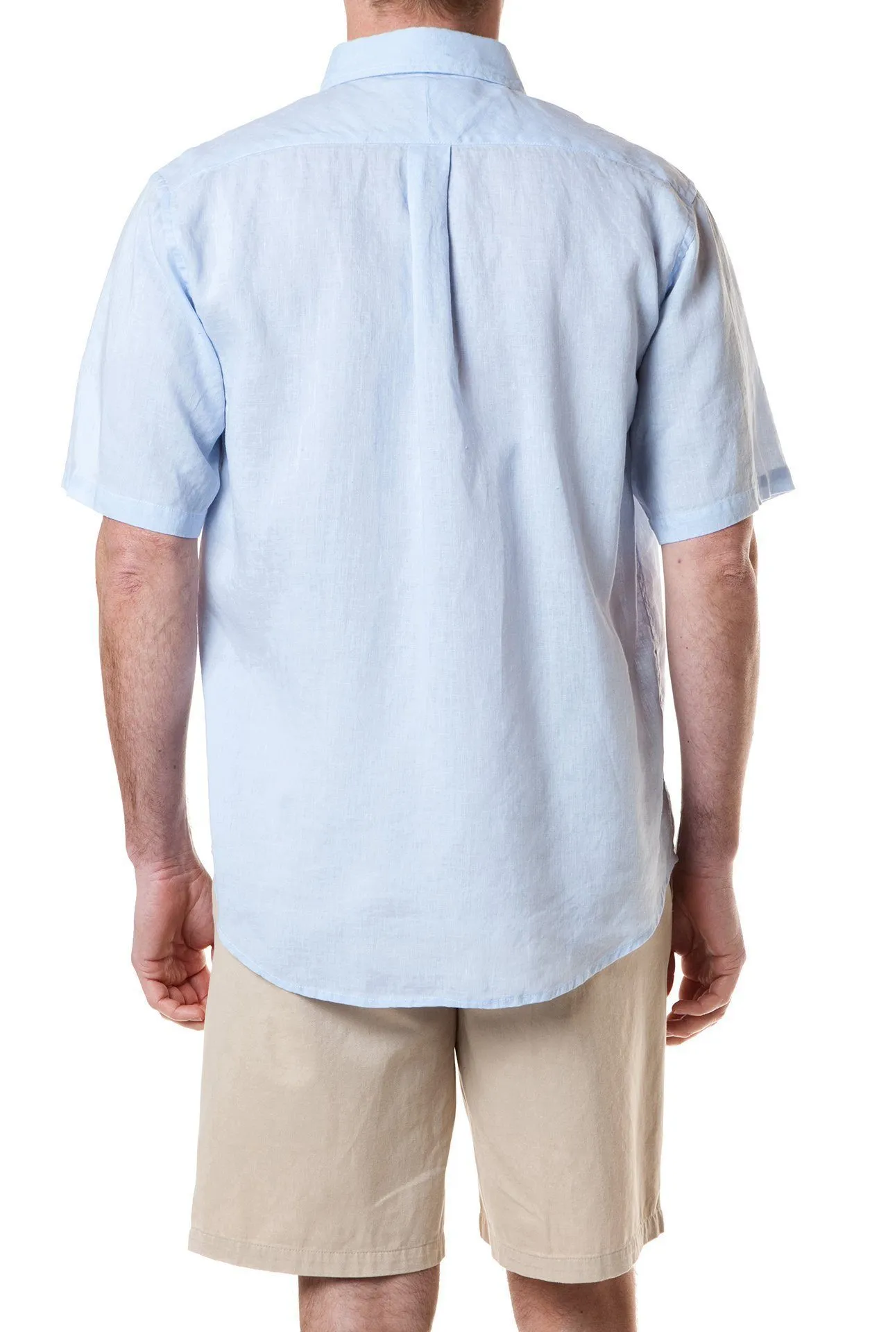 Chase Short Sleeve Shirt Powder Blue Linen