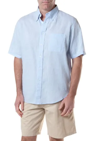 Chase Short Sleeve Shirt Powder Blue Linen