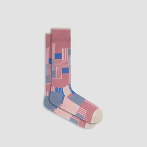 Check-Stripe Mid-Calf Socks