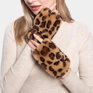 Chic Brown Leopard Print Fingerless Gloves