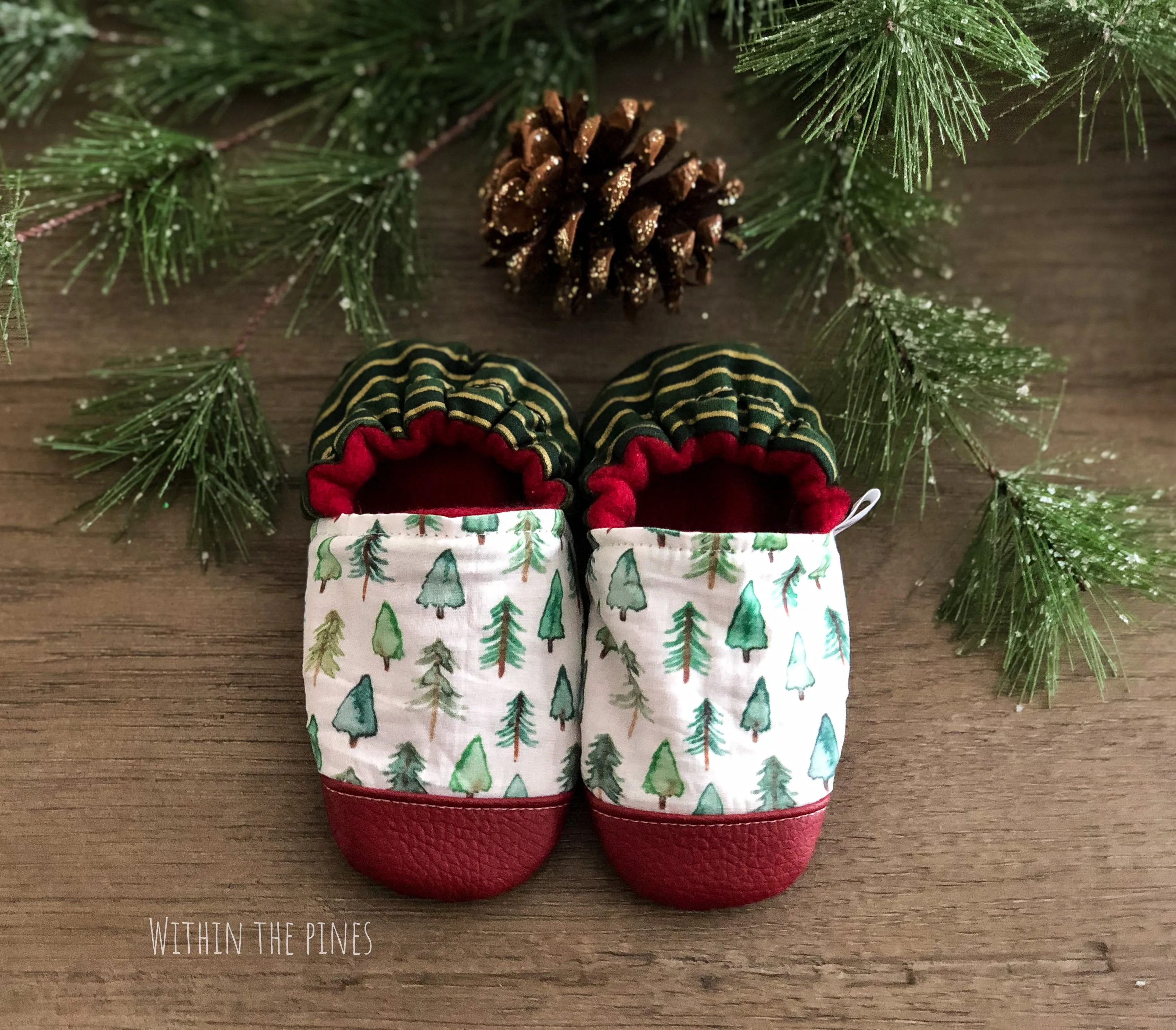 Christmas Watercolor Pine Moccs