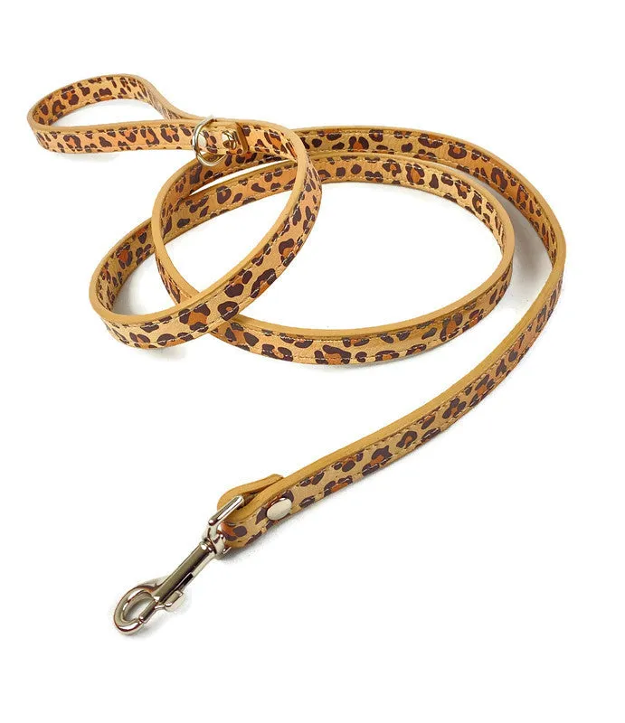 Classic Leopard Leather Leash