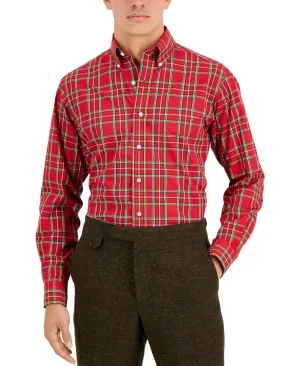 Club Room Men's Regular Fit Cotton Dress Shirt Red Navy Green 16 1/2 32/33