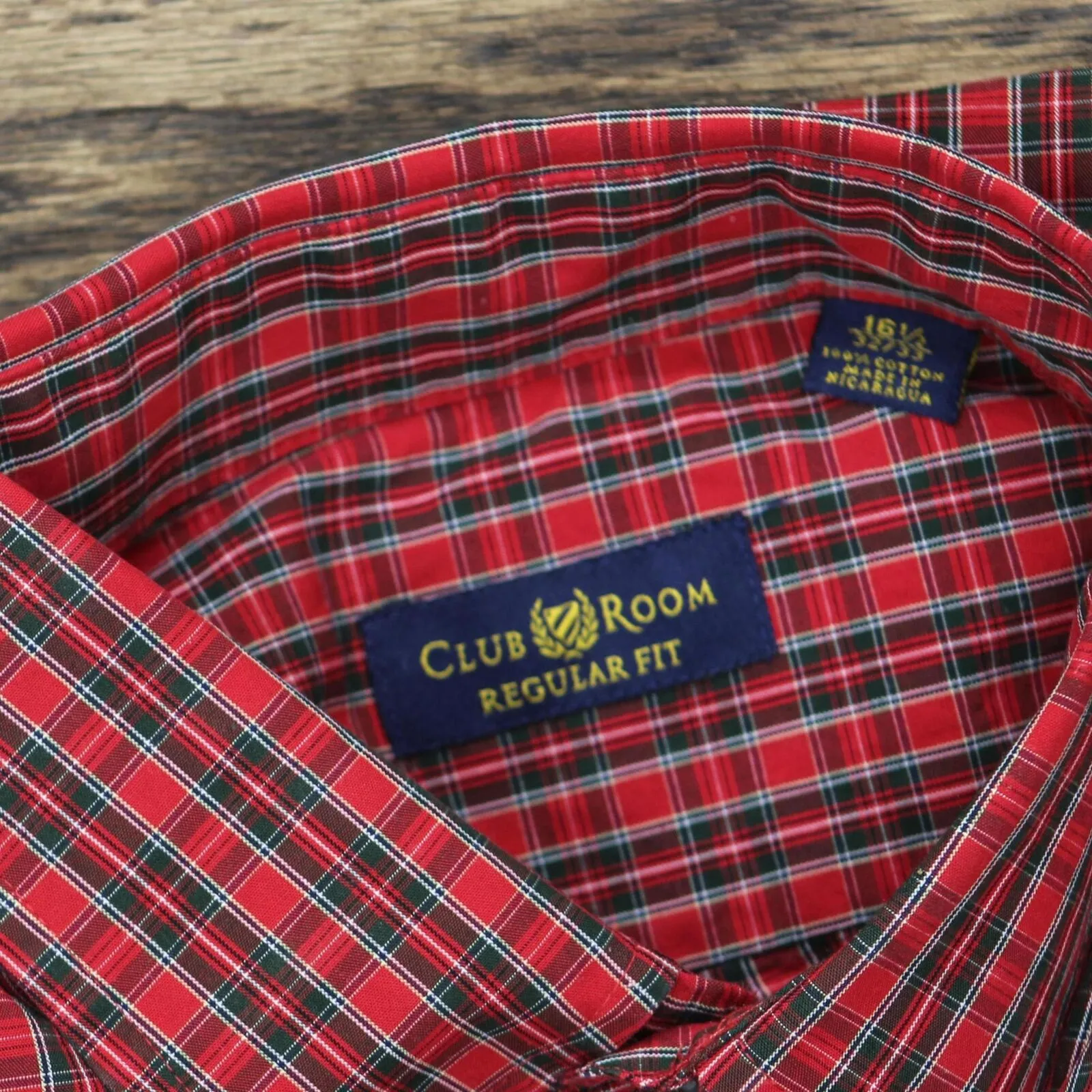 Club Room Men's Regular Fit Cotton Dress Shirt Red Navy Green 16 1/2 32/33
