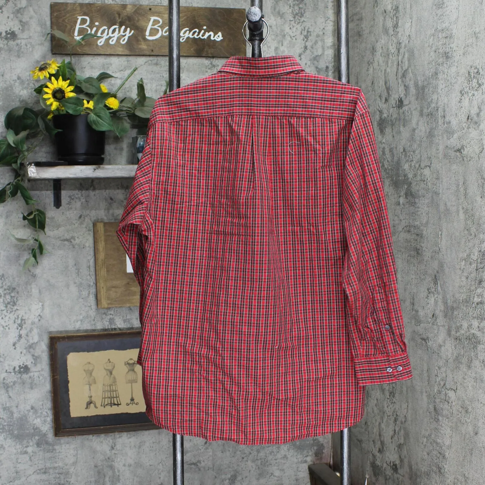 Club Room Men's Regular Fit Cotton Dress Shirt Red Navy Green 16 1/2 32/33