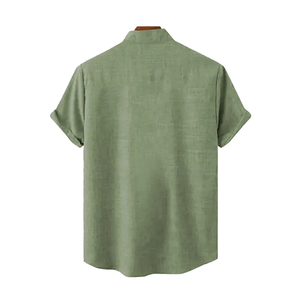 Coconut Tree Ethnic Pattern Casual Large Size Short Sleeve Shirt