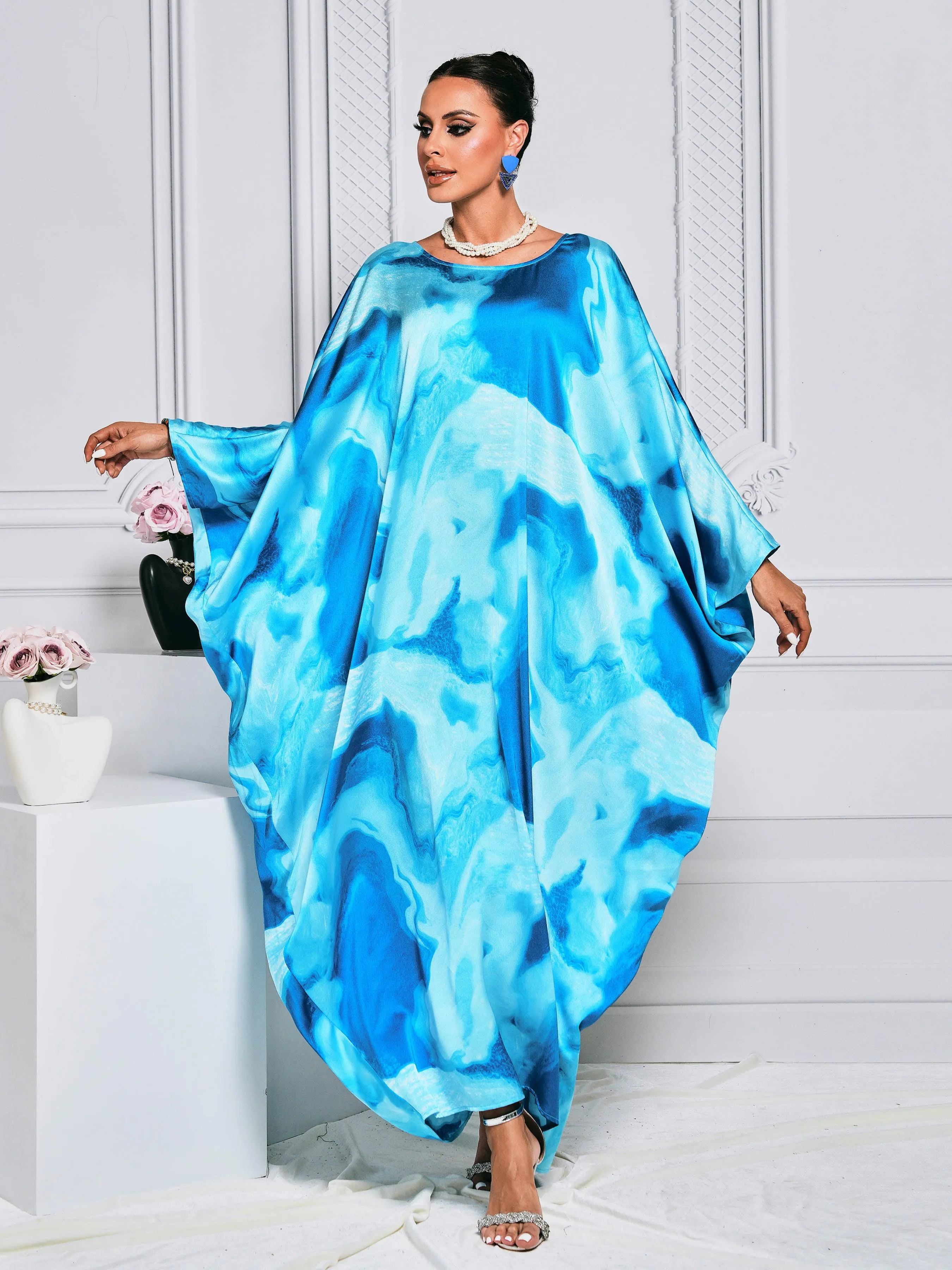 Cocoon Batwing Sleeve Tie-dye Dress ME00171