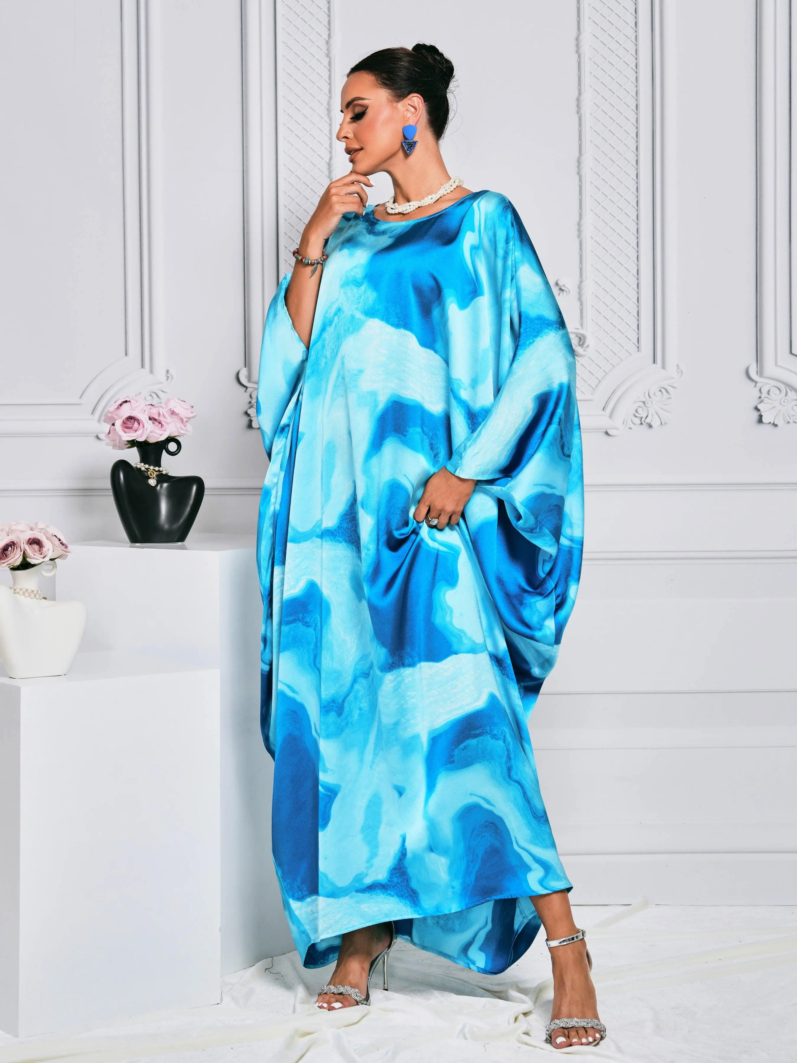 Cocoon Batwing Sleeve Tie-dye Dress ME00171