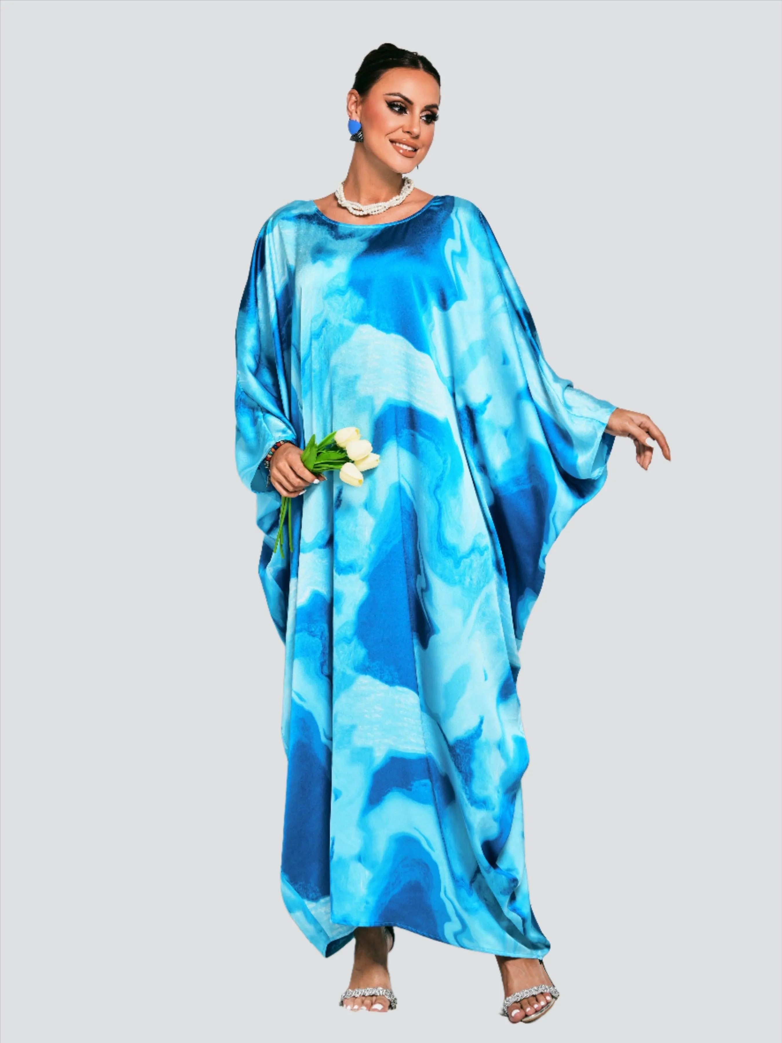 Cocoon Batwing Sleeve Tie-dye Dress ME00171