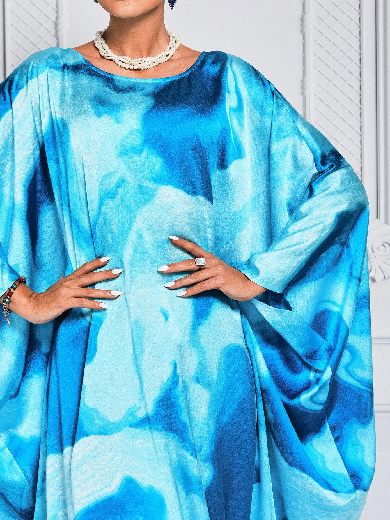 Cocoon Batwing Sleeve Tie-dye Dress ME00171