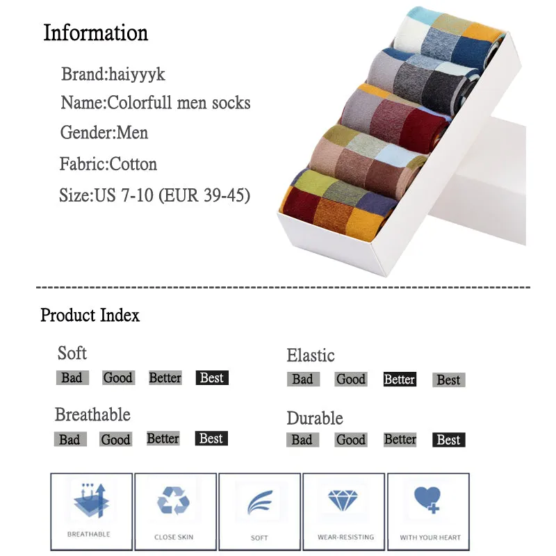 Colorful Square Happy Socks - 5 Pairs