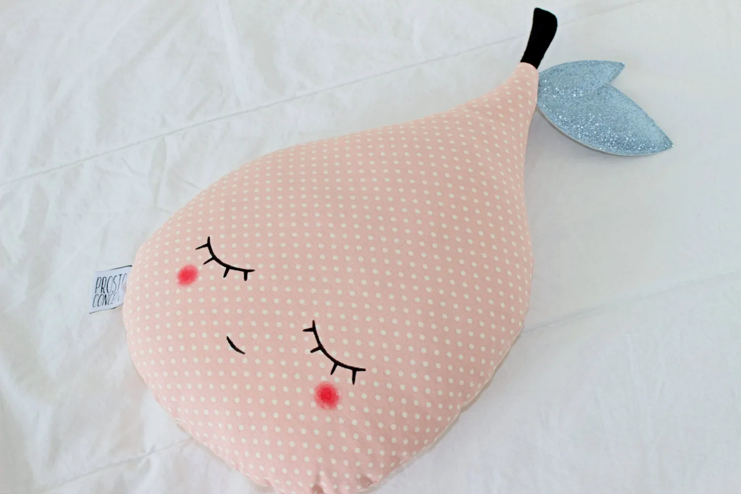 Coral Polka Dot Pear Pillow