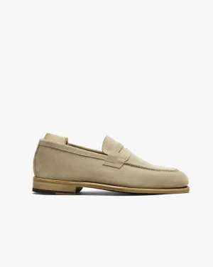 Cream Suede Leather Penny Loafers - Loafers Shoes