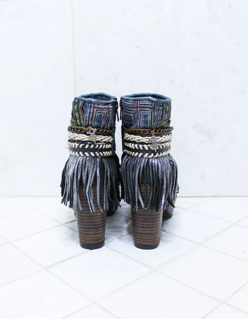 Custom Made High Heel Boho Boots in Black | SIZE 40