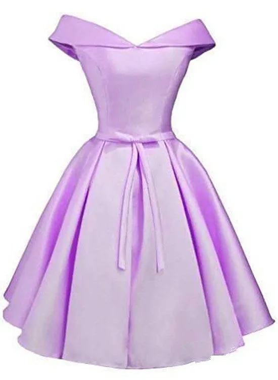 Cute Lavender Satin Short Prom Dress, Homecoming Dress