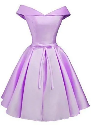 Cute Lavender Satin Short Prom Dress, Homecoming Dress