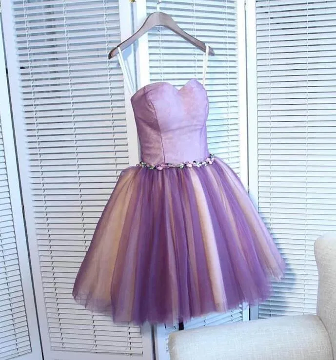 Cute Purple Sweetheart Tulle Pretty Homecoming Dresses, Short Prom Dress