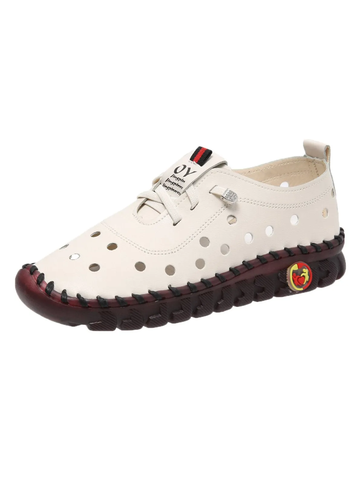 Cutout Breathable Super Soft Sole Moccasin Lace-Up Shoes
