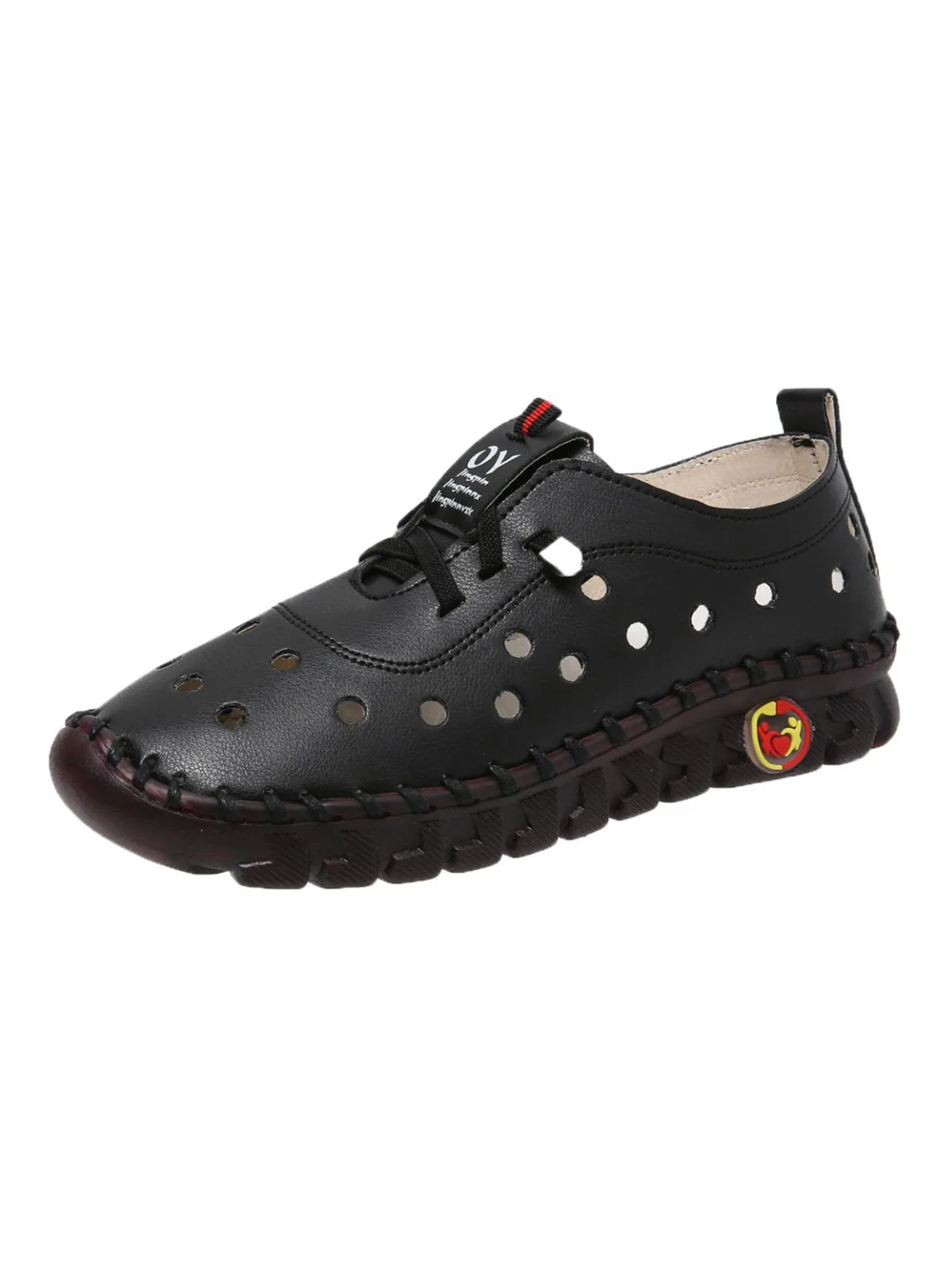 Cutout Breathable Super Soft Sole Moccasin Lace-Up Shoes