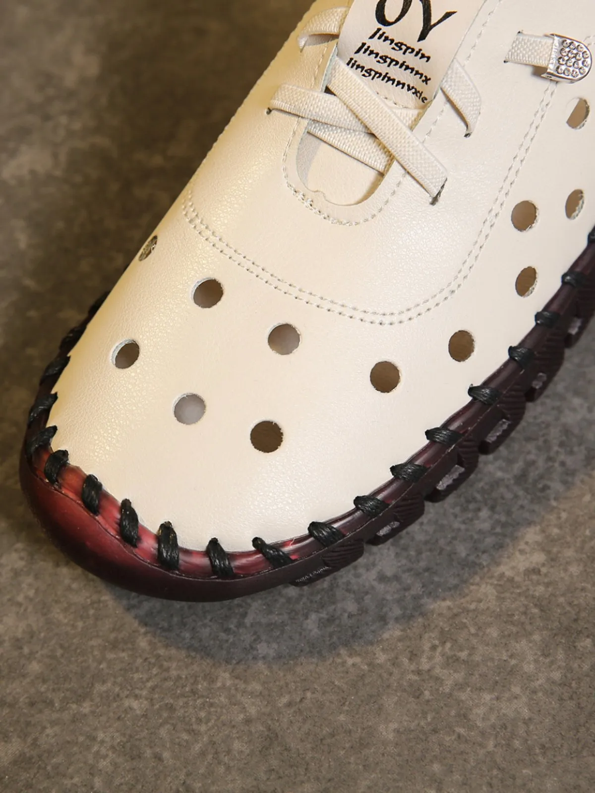 Cutout Breathable Super Soft Sole Moccasin Lace-Up Shoes