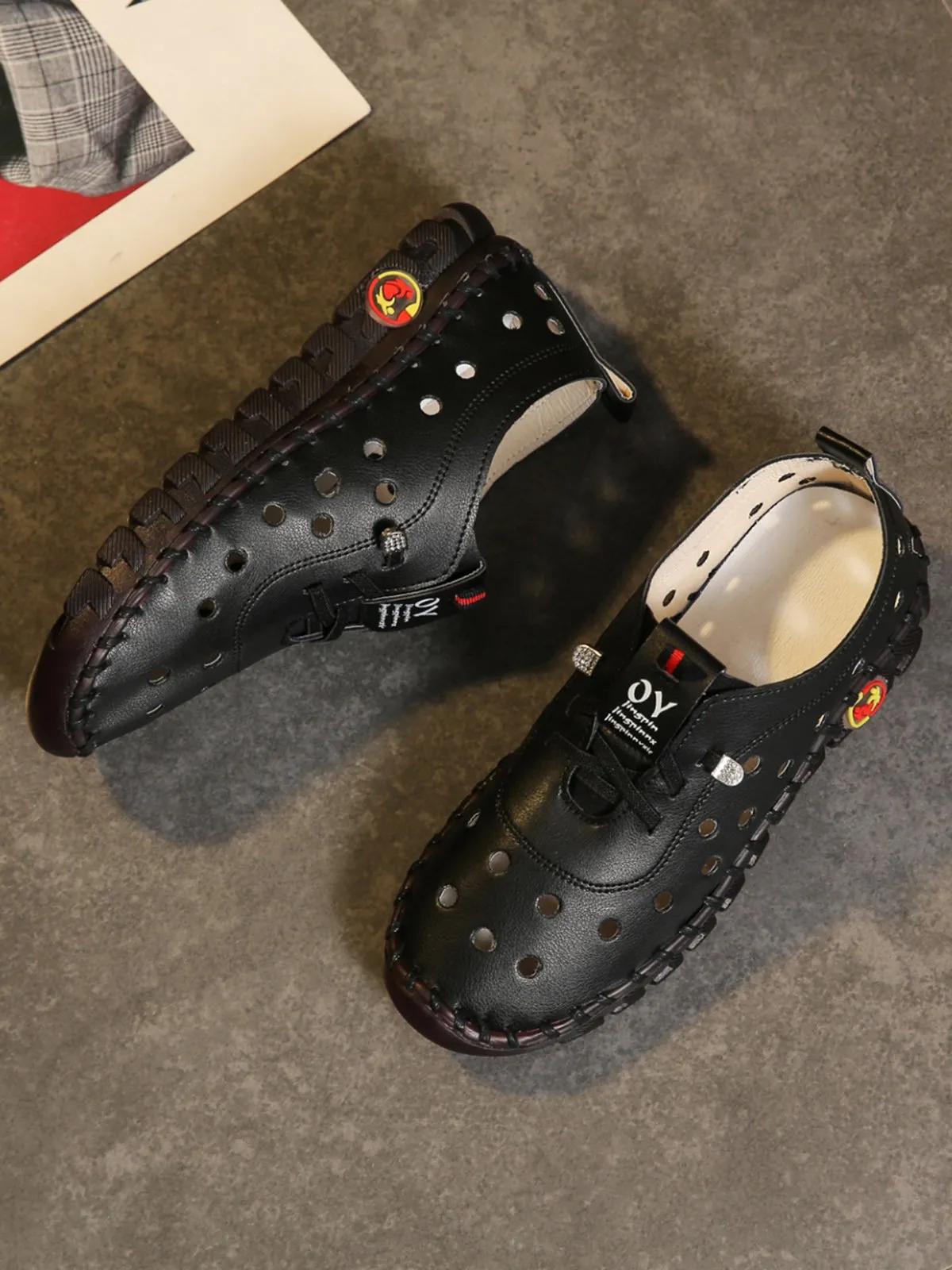 Cutout Breathable Super Soft Sole Moccasin Lace-Up Shoes