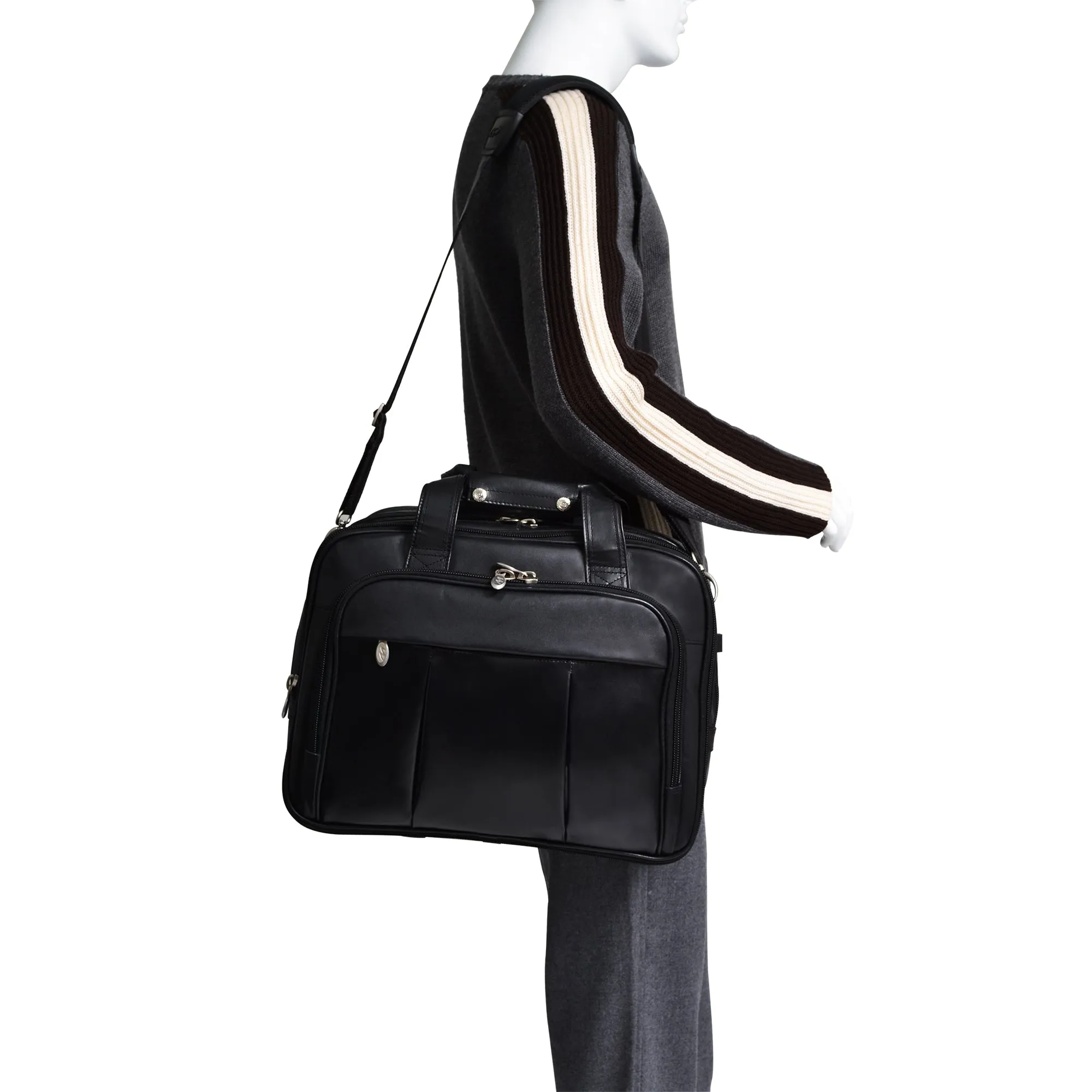 DAMEN | 17” Leather Detachable-Wheeled Laptop Case