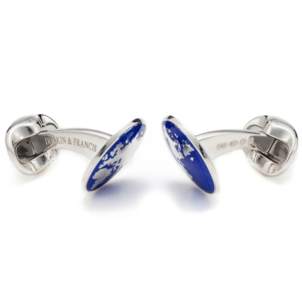 Deakin and Francis Sterling Silver World in Blue Cufflinks