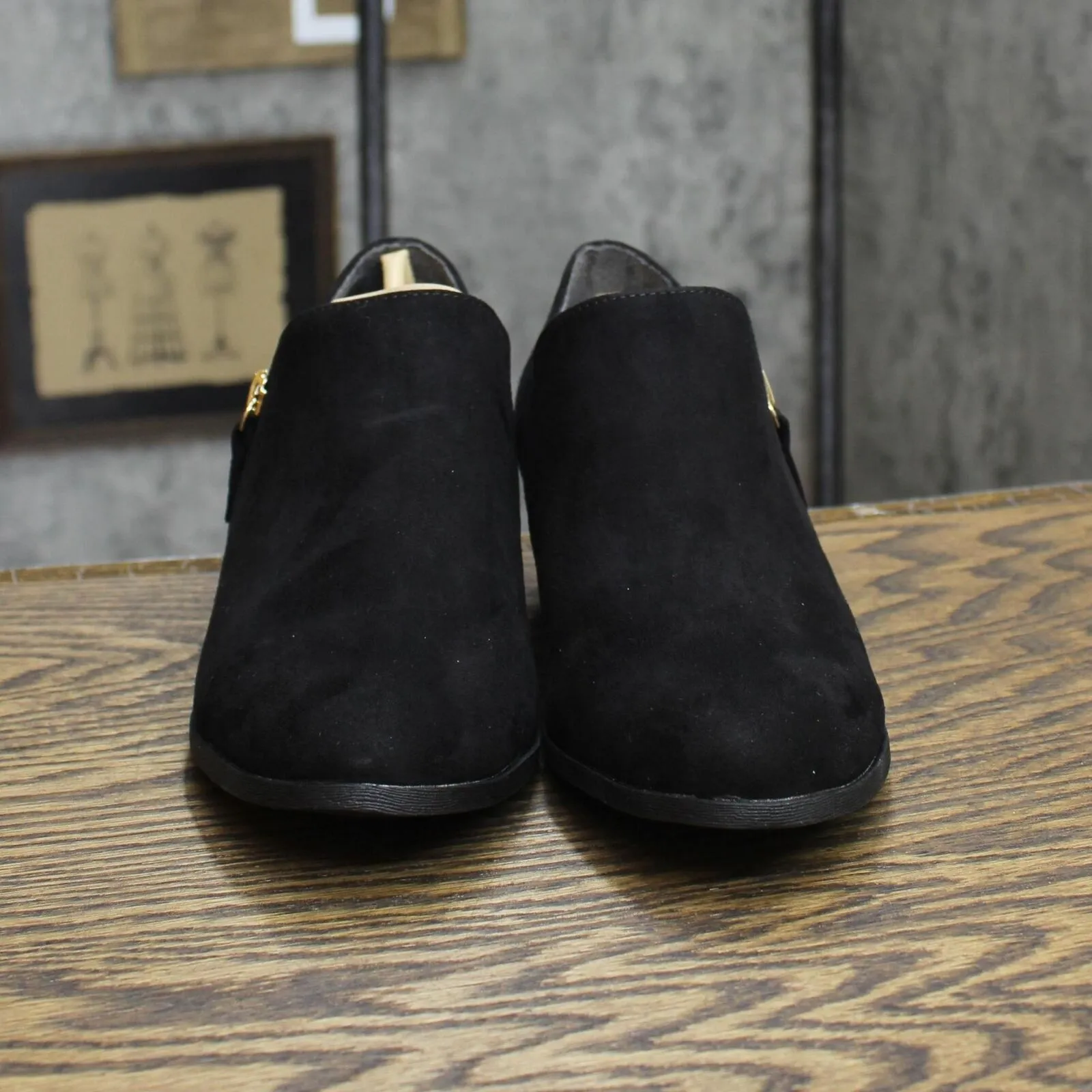 Dr. Scholl's Shoes Womens Brief Ankle Boot F0489F1 Black Microfiber Suede 8M