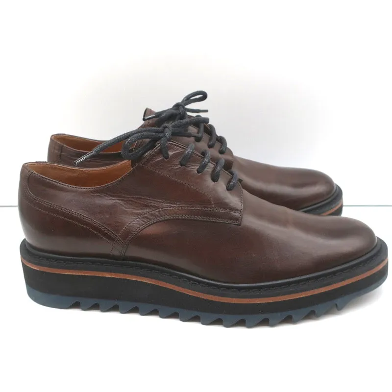 Dries Van Noten Platform Lace-Up Derby Loafers Brown Leather Size 41 NEW