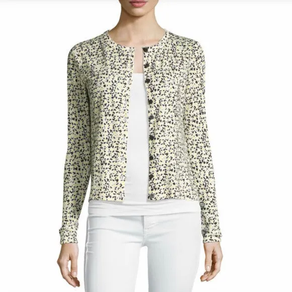 DVF DIANE VON FURSTENBERG floral silk blend cardigan sweater small