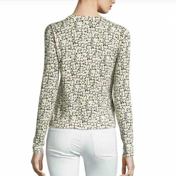 DVF DIANE VON FURSTENBERG floral silk blend cardigan sweater small