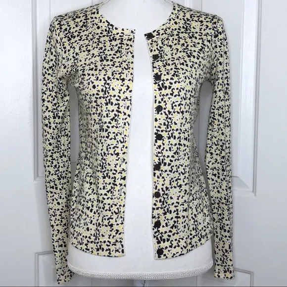 DVF DIANE VON FURSTENBERG floral silk blend cardigan sweater small