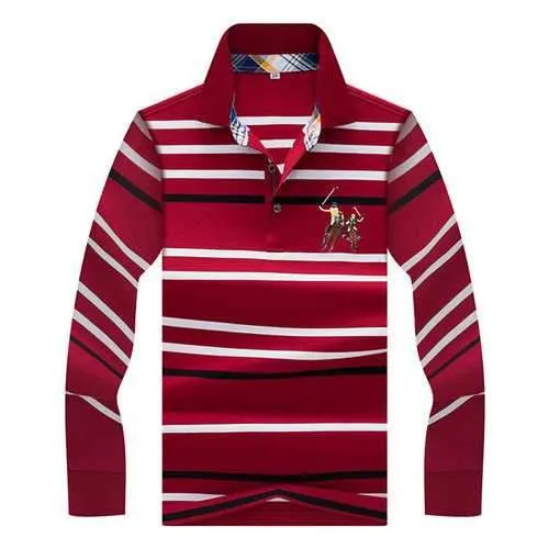 Embroidery Striped Printed Casual Golf Shirt