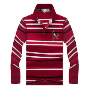 Embroidery Striped Printed Casual Golf Shirt