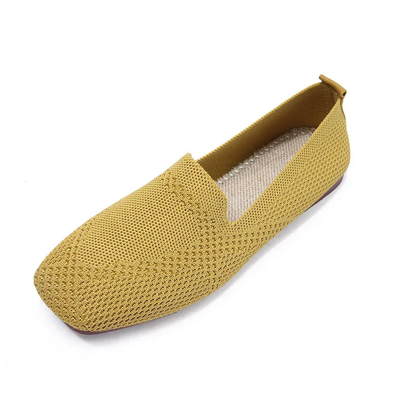 Environmentally friendly woven square head flat bottom commuting is not tiring loafers