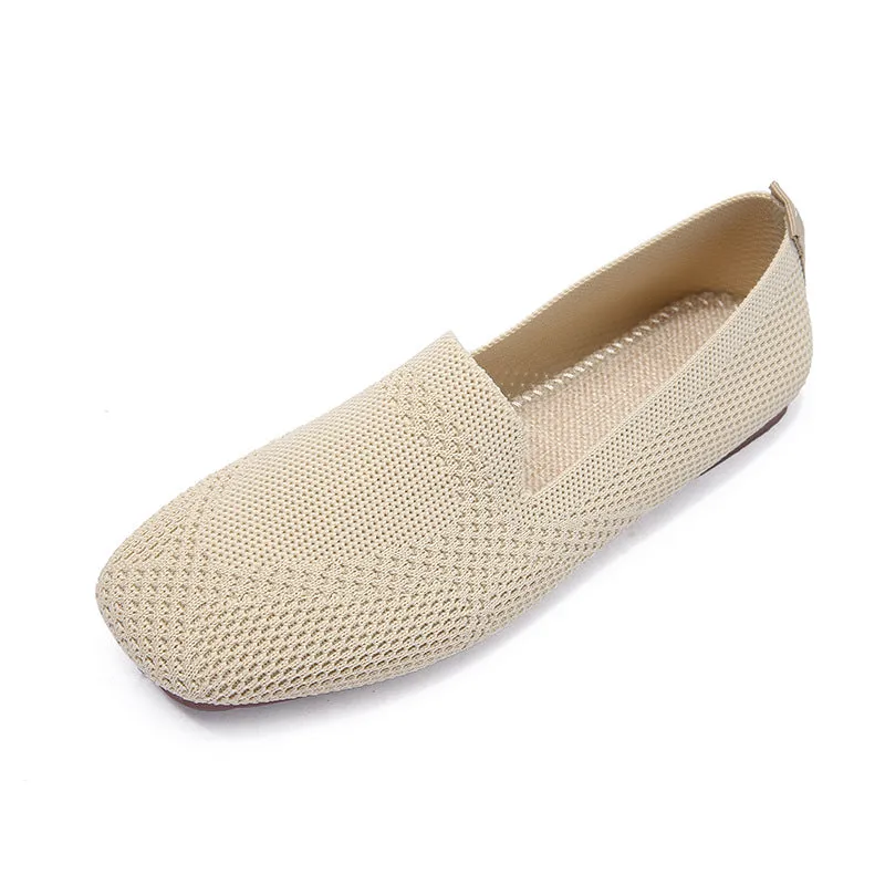 Environmentally friendly woven square head flat bottom commuting is not tiring loafers