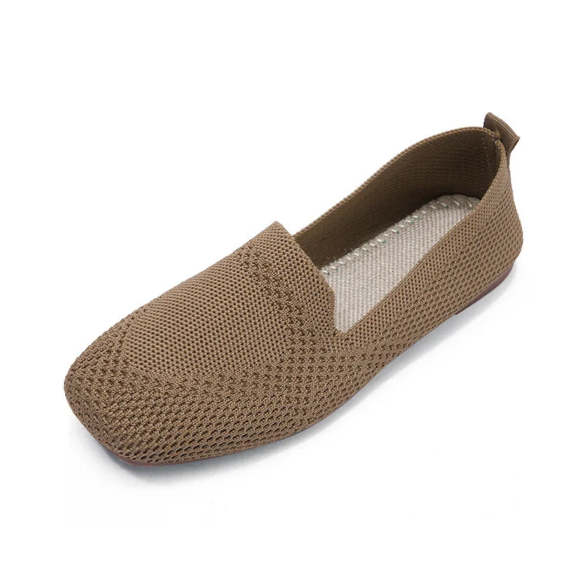 Environmentally friendly woven square head flat bottom commuting is not tiring loafers