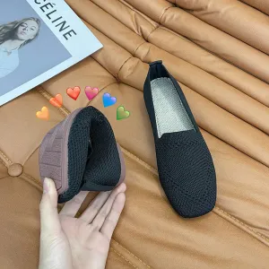 Environmentally friendly woven square head flat bottom commuting is not tiring loafers