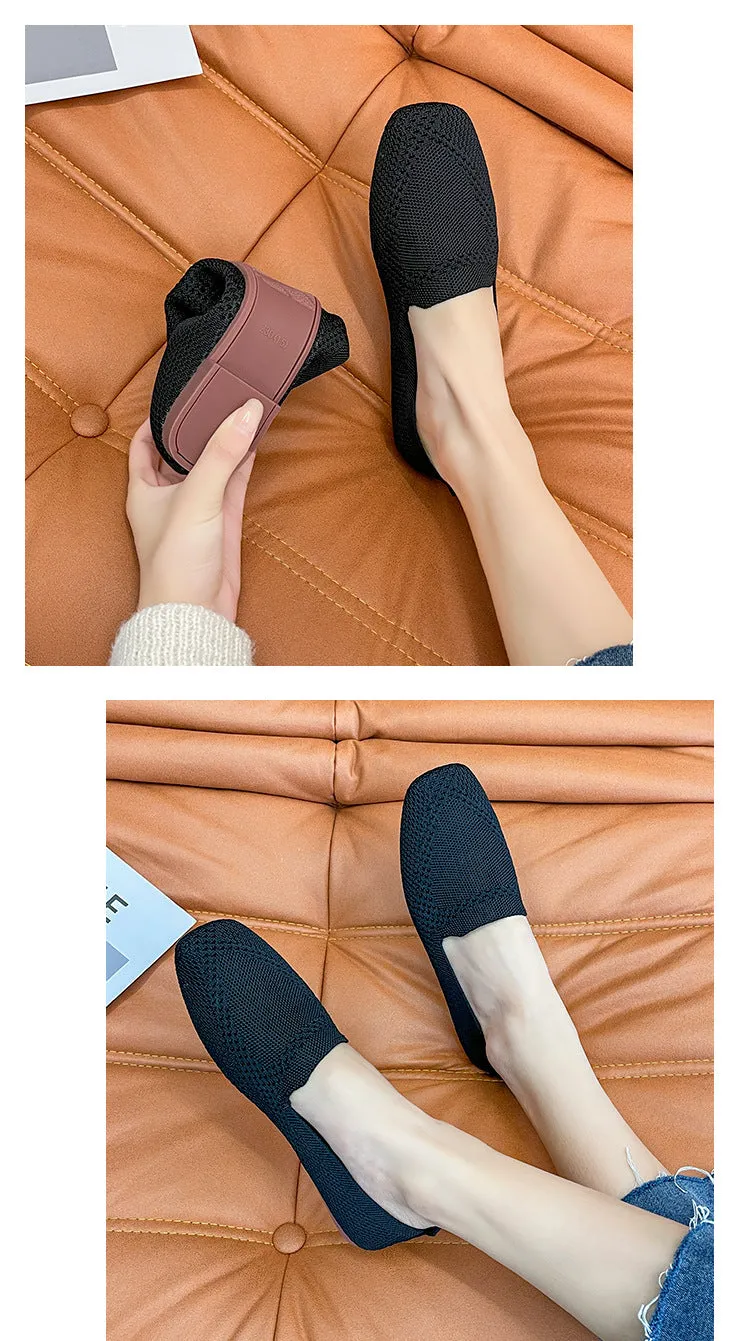 Environmentally friendly woven square head flat bottom commuting is not tiring loafers