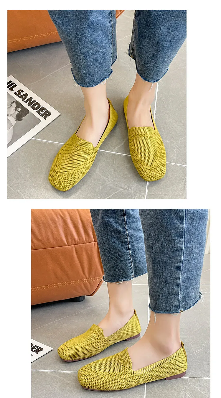 Environmentally friendly woven square head flat bottom commuting is not tiring loafers