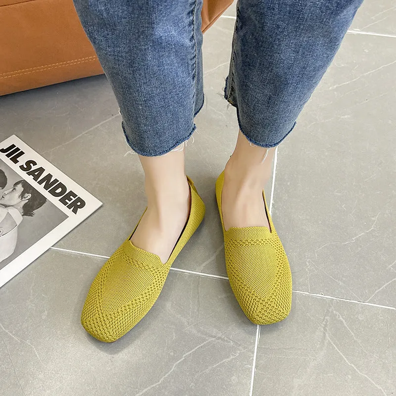 Environmentally friendly woven square head flat bottom commuting is not tiring loafers