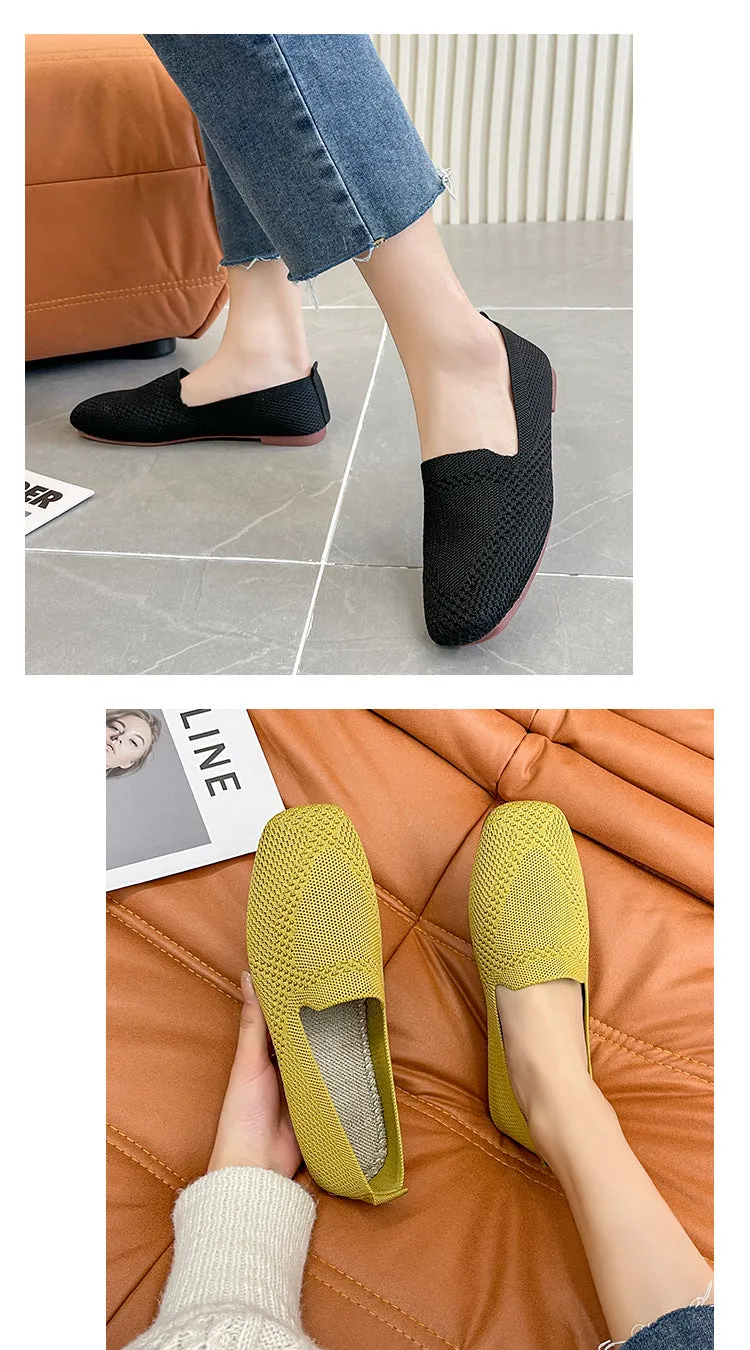 Environmentally friendly woven square head flat bottom commuting is not tiring loafers