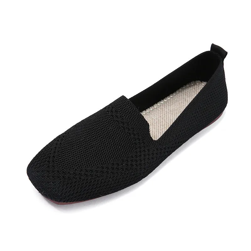 Environmentally friendly woven square head flat bottom commuting is not tiring loafers