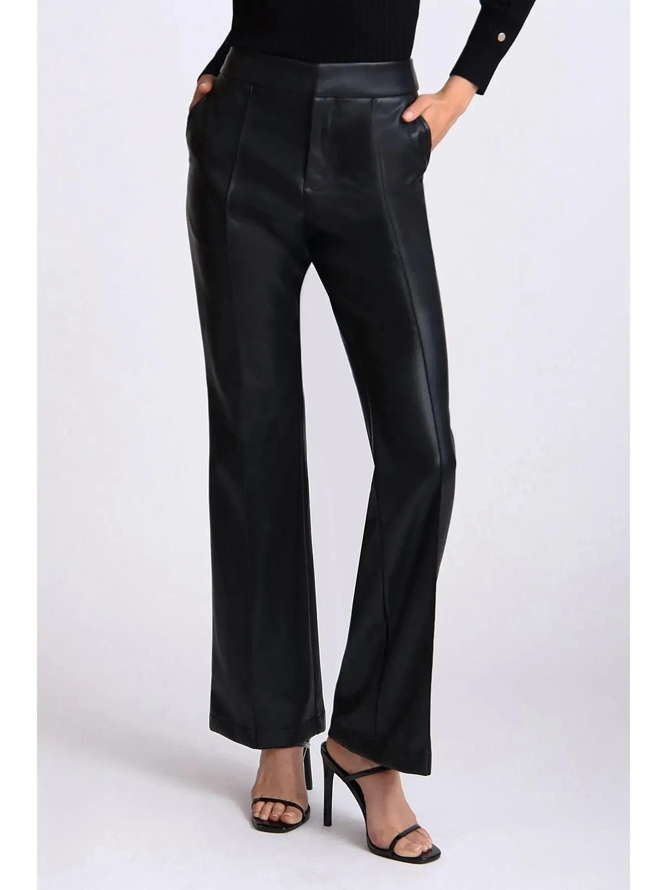Faux Ever Leather Flare Trouser-Black