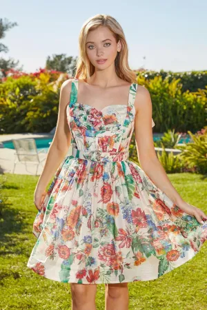 FLOWER PRINT MINI DRESS